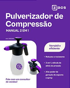 Pulverizador De Compressão Manual 2 Em 1 Zacs 1,8l Snow Foam
