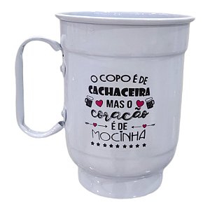 CANECA CHOPP EM ALUMÍNIO " CORAÇÃO É DE MOCINHA "