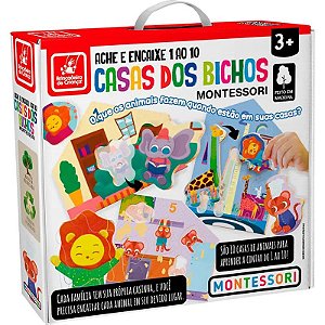 Brinquedos Educativos De Madeira - Ache E Encaixe Casa Dos Bichos - 1 Ao 10 - Montessori