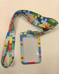 Cordão de Identificação Autismo Com Crachá Transparente