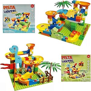 Pista Labirinto Dinossauro 130 Peças – Brinquedo Educativo de Montar