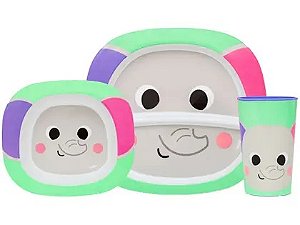 Buba Kit Refeição Prato com divisória Bowl e Copo Personagens Buba Zoo