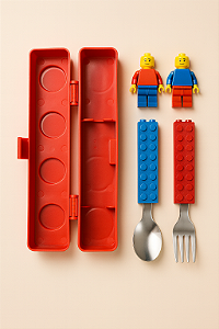 Conjunto Talher Infantil Garfo Colher Bloco De Montar