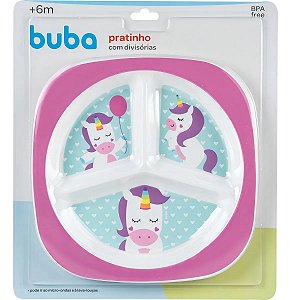 Prato Com Divisórias Infantil Buba Cor Violeta Unicórnio