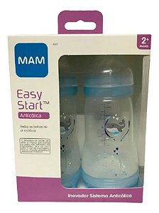 Kit Mamadeiras Mam Easy Start 260ml Azul Auto Esterilizável Azul Animais