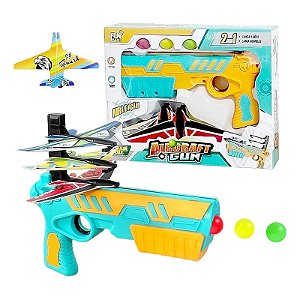 Pistola Lança Aviões E Bolinhas Nerf Infantil Aircraft Gun - verde