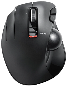 ELECOM EX-G Mouse trackball canhoto, sem fio USB de 2,4 GHz, ergonômico, controle de polegar, esfera de rolo de rastreamento, 6 botões programáveis, rolagem de inclinação