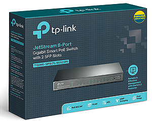 Switch PoE+ Tp-Link SG2210P 8 Portas 10/100/1000 Mbps + 2 Portas SFP JetStream - Omada