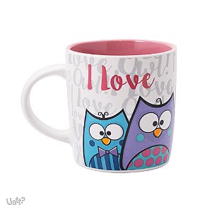 Caneca - corujinhas - i love