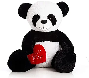 Urso Panda de Pelúcia 40 cm - Com Coração