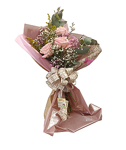 Ramalhete De 3 Rosas Cor de Rosa