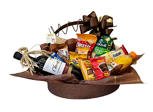Cesta De Café da Manhã Com Vinho