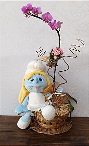 Orquídea com Pelúcia Smurfette