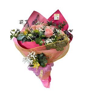 Buquê De 12 Rosas Cor De Rosa