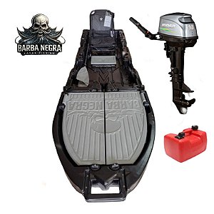 Caiaque Barba Negra + Suporte de Motor + Motor Hidea 9.8 HP - 2 Tempos