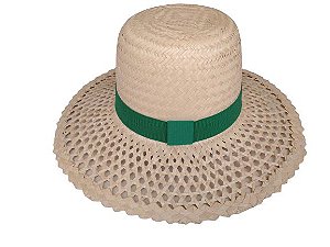 Chapéu de Palha Feminino Moda Praia Com Fita na Copa