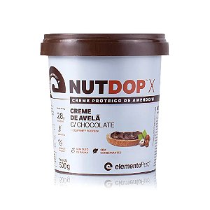 NUTDOP X - Creme Proteico de Amendoim - Creme de Avelã com Chocolate - 500g