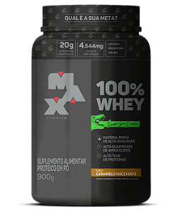 100% WHEY DINO POTE 900G - MAX TITANIUM - CARAMEL MACCHIATO