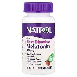 Melatonina 10mg 60 Tabletes sublingual sabor morango - Natrol