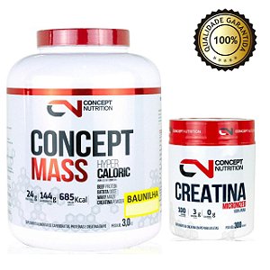 KIT GANHO DE PESO CONCEPT (MASS 3KG + CREA 300G)