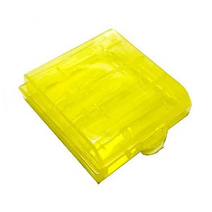 Porta Pilha AA Transparente para 4 unidades Amarelo