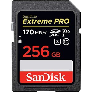 Cartão de Memória SanDisk SDXC Extreme Pro 256GB 170 MB/s