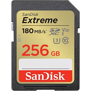 Cartão de Memória SanDisk SDXC Extreme 256GB 180MB/s