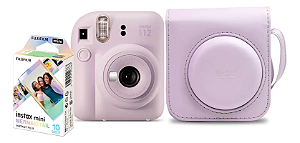 Kit Câmera Instantânea Fujifilm Instax Mini 12 Lilás Mermaid com Bolsa e Filme 10 Fotos