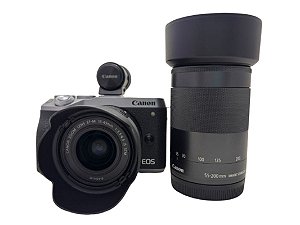 Câmera Canon EOS M6 Mark II Kit com Lentes 15-45mm e 55-200mm Seminova