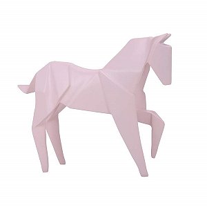 ESCULTURA CAVALO ORIGAME ROSA