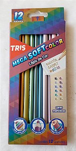 Lápis de cor Mega SoftColor - 12 cores metálicas - Tris