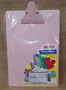 Prancheta Super A4 Rosa Pastel - 35cmx23,9cmx 0,28cm - Poliestireno - WALEU