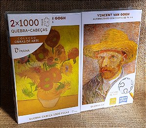 Quebra-cabeça - Kit com 2 - Coleção Obras de arte - Vincent Van Gogh - 1000 peças cada - Game Office - Toyster
