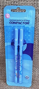 Caneta esferográfica azul 0,7 -  cartela com 2 unidades - Pop - Mentos - Compactor