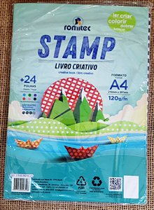 Stamp - Livro criativo - A4 - 24 folhas - 4 estampas - 120g/m2 - Romitec