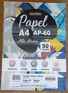 Papel de desenho A4 - AP - 60 - 18Og/m2 - 50 folhas - Pauta Branca