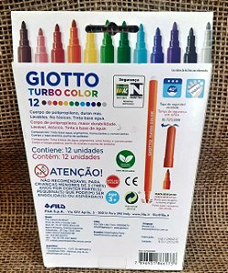 Caneta hidrocor com 12 cores Turbo Color - Giotto
