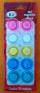 Imã magnético 30mm colorido - cartela com 10 unidades - Kit