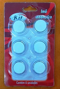 Imã magnético transparente - 30mm - cartela com 6 unidades - Kit