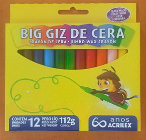 Giz de cera Big - 12 cores - Acrilex