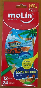 Lápis de cor Bicolor - 12 lápis/24 cores - Molin