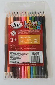 Lápis de cor 12 cores + 3 bicolores tons de pele - KIT