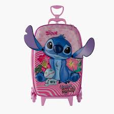 Mochila Stitch rosa com rodinhas - Diplomata