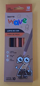 Lápis de cor tons de pele com 10 cores - Wave - Bazze