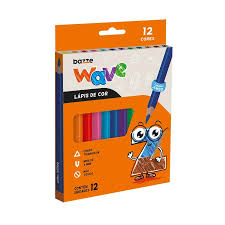 Lápis de cor triangular tamanho jumbo com 12 cores - Wave - Bazze