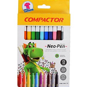 Caneta hidrográfica Neo-Pen gigante com 12 cores - Compactor