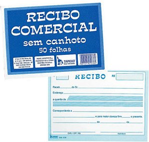 RECIBO COMERCIAL SEM CANHOTO TAMOIO - 50 FLS - 10X15