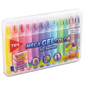 Giz de cera Mega gel color - 12 cores - TRIS