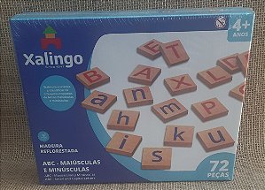 ABC Maiúsculas e minúsculas - 72 peças em madeira reflorestada - Xalingo