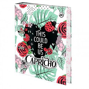 Fichário registrador AZ-floral joaninha-260mm x 290mm-2 furos-Capricho